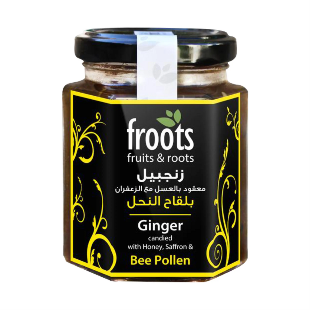 Ginger candied with Honey, Saffron & Bee Pollen - معقود الزنجبيل بالعسل والزعفران ولقاح النحل FrootsCo